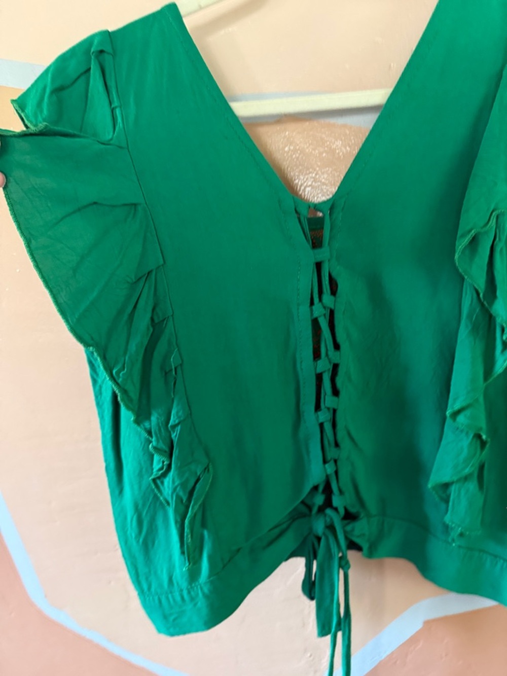Oaxacan Embroidered Flutter Sleeve Top - Picture 7 of 7